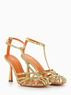 Sandali Lidia In Pelle Reflex Platino