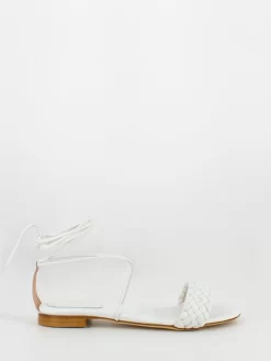 Sandali Bianchi Con Fascia A Treccia