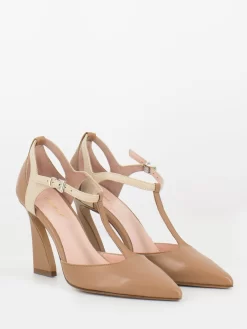 Sandali In Nappa Camelia / Gesso