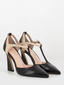 Sandali In Nappa Nero / Gesso