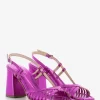 Sandalo Con Tacco Laminato Fuxia