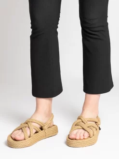 Bohonomad Sandali Bodrum Platform Beige In Corda