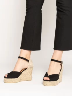 Castañer Espadrillas Open-toe Bianca Canvas Nere