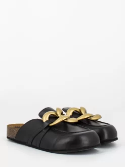 Ciabatte Chiuse Arianna Nere Con Maxi Catena