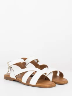 Sandali Bassi In Pelle Bianchi