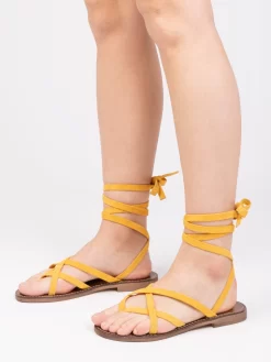 Sandali Infradito In Crosta Gialli