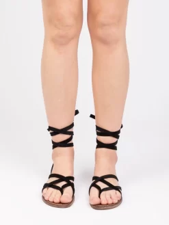 Sandali Infradito In Crosta Neri