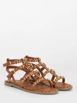 Sandali Schiava Tan Con Anelli