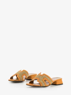 Ciabatta Rafia E Pelle Orange -Birkenstock Italia le gazzelle ciabatta rafia e pelle orange4