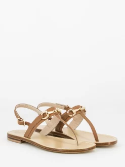 Infradito A T Cuoio Con Morsetto