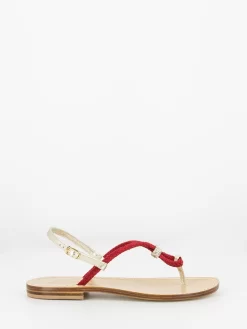 Infradito Rosso / Oro Con Dettaglio In Strass -Birkenstock Italia moda positano infradito rosso oro con dettaglio in strass2