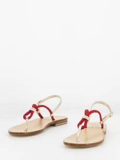 Infradito Rosso / Oro Con Dettaglio In Strass -Birkenstock Italia moda positano infradito rosso oro con dettaglio in strass4