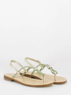 Infradito Salvia / Oro Con Dettaglio In Strass