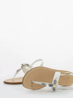 Sandali Infradito Bianco / Blu Con Cristalli -Birkenstock Italia moda positano sandali infradito bianco blu con cristalli4