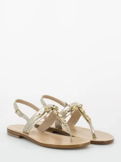 Sandali Infradito Champagne / Ambra Con Cristalli
