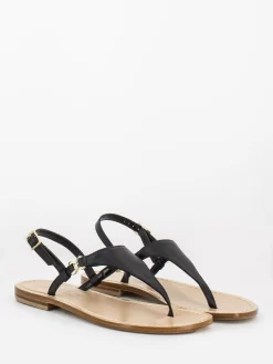 Sandali Infradito In Pelle Neri