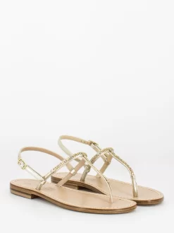 Sandali Infradito Platino Con Strass Multicolor