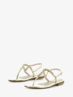 Sandali Infradito Platino T.10 Con Fiori Strass -Birkenstock Italia moda positano sandali infradito platino t 10 con fiori strass4