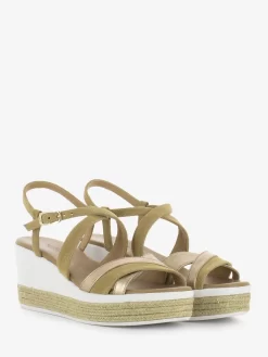 Nero Giardini Sandalo Con Zeppa Bianco / Ambra