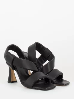 Sandali Nappa Neri Con Fascia Obliqua