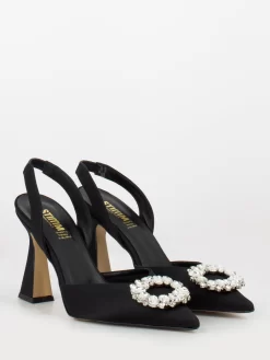 Chanel Neri In Raso Con Cinturino E Maxi Strass