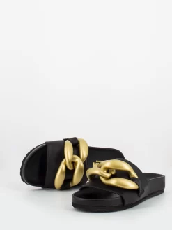 Ciabatte Nappa Nere Con Catena Oro Opaco -Birkenstock Italia stimm ciabatte nappa nere con catena oro opaco3