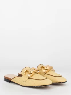 Sabot Cappuccio In Juta Con Design Dorato