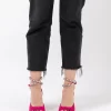 Sandali Fuxia In Raso Con Cinturino In Strass