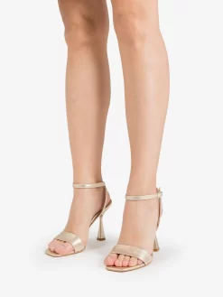 Sandali In Pelle Laminata Platino