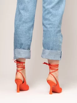 Sandali In Raso Arancio / Bianco Con Laccio -Birkenstock Italia stimm sandali in raso arancio bianco con laccio3