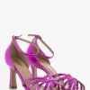 Sandali Laminati Fuxia Con Tacco