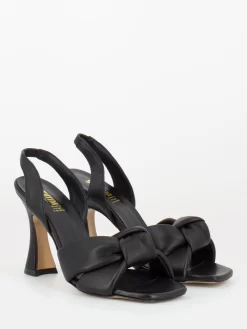 Sandali Nappa Neri Con Nodo E Cinturino