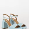 Sandali Open-toe In Vernice Cielo