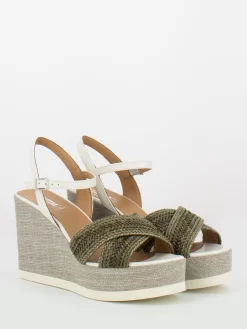 Sandali Zeppa Tressa Oliva / Gesso