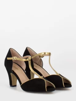 Tanguere Open-toe In Suede Con Cinturino Neri