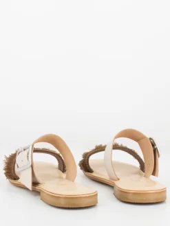 Ciabatte Con Frange Latte / Cuoio -Birkenstock Italia stringart ciabatte con frange latte cuoio3