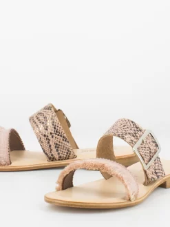 Ciabatte Pitone E Frange Rame / Rosa -Birkenstock Italia stringart ciabatte pitone e frange rame rosa4