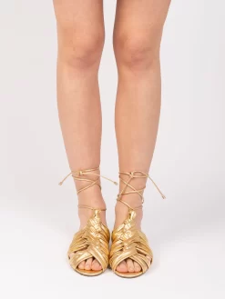 Unique Sandali Bassi Cristal Laminati Oro