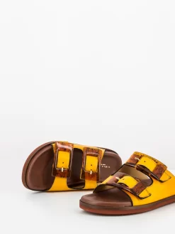 Ciabatte Ocra Con Fibbie In Radica -Birkenstock Italia viola ricci ciabatte ocra con fibbie in radica4